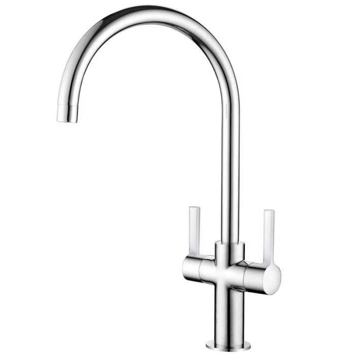 Auva Twin Lever Sink Mixer Swivel Spout Brushed Nickel