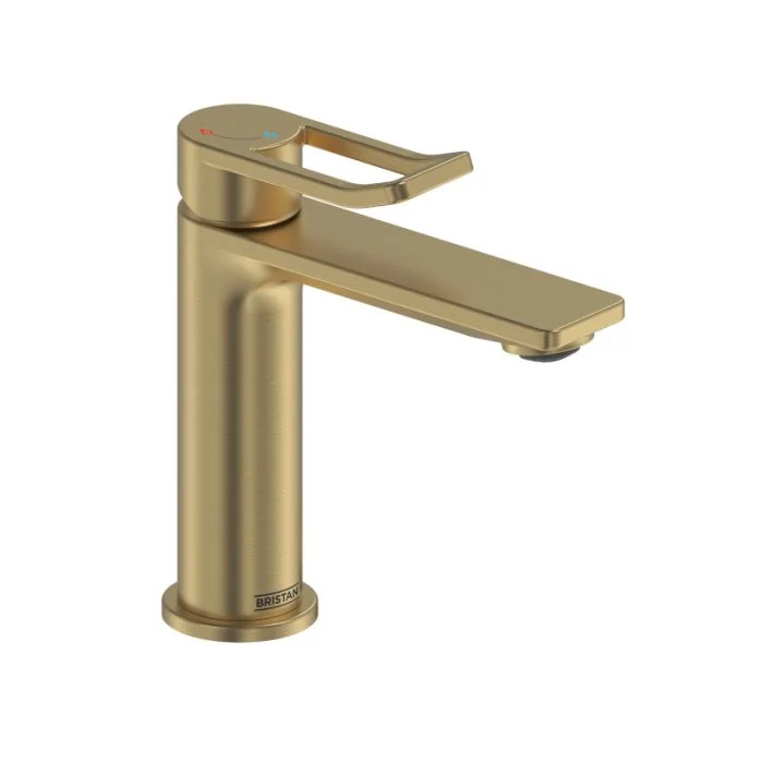 Saffron Basin Mixer with Clicker Waste Brushed Brass