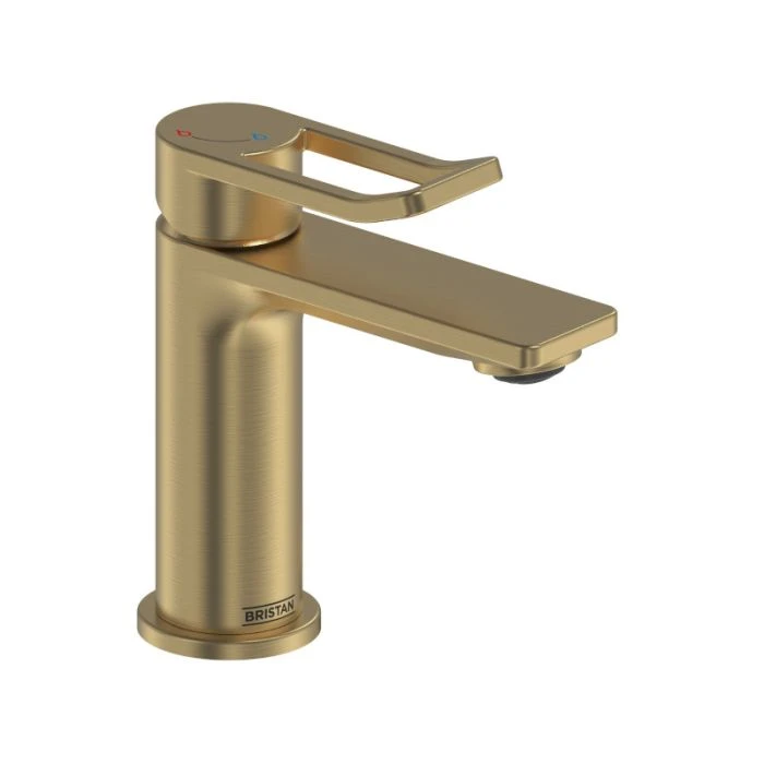 Saffron Small Basin Mixer with Waste Brushed Brass