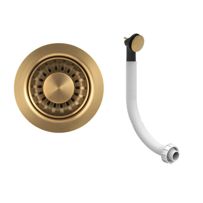 90mm Strainer Waste Round Overflow Artisan Brass
