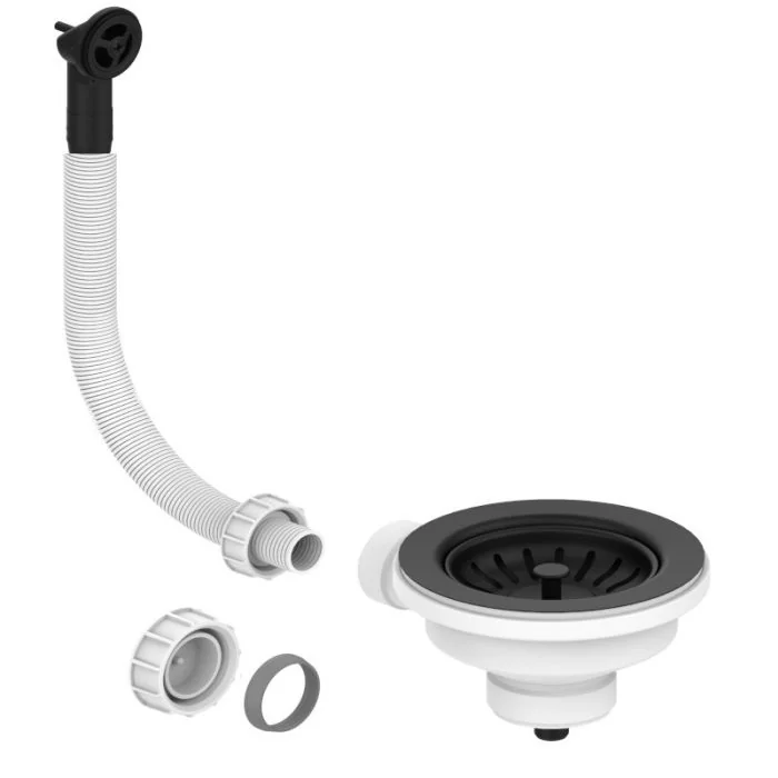 90mm Strainer Waste Round Overflow Matt Black