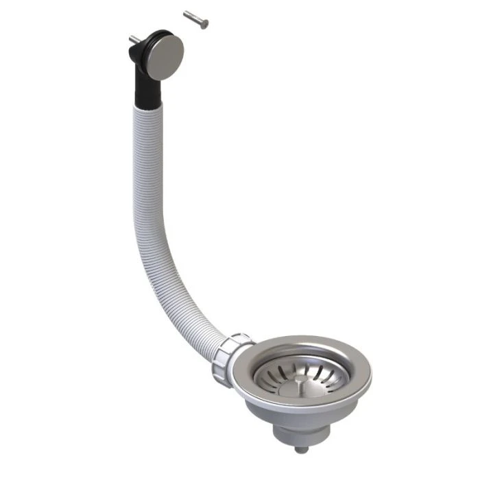 90mm Strainer Waste Round Overflow Stainless Steel