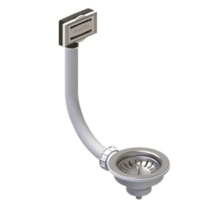 90mm Strainer Waste Square Overflow Stainless Steel