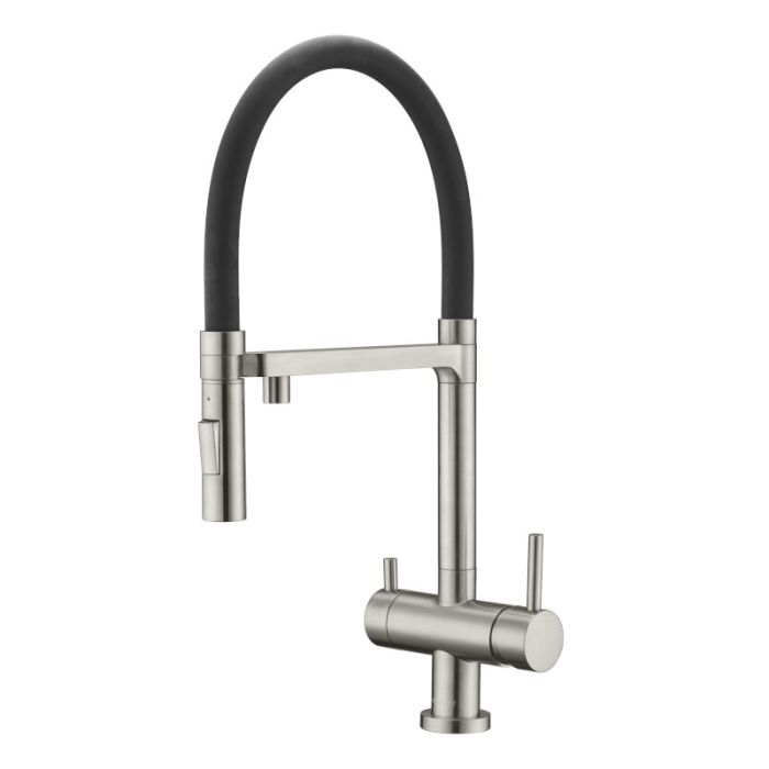 Bellatrix Mixer - Cold Filter Brushed Nickel, Black Silicon Spout