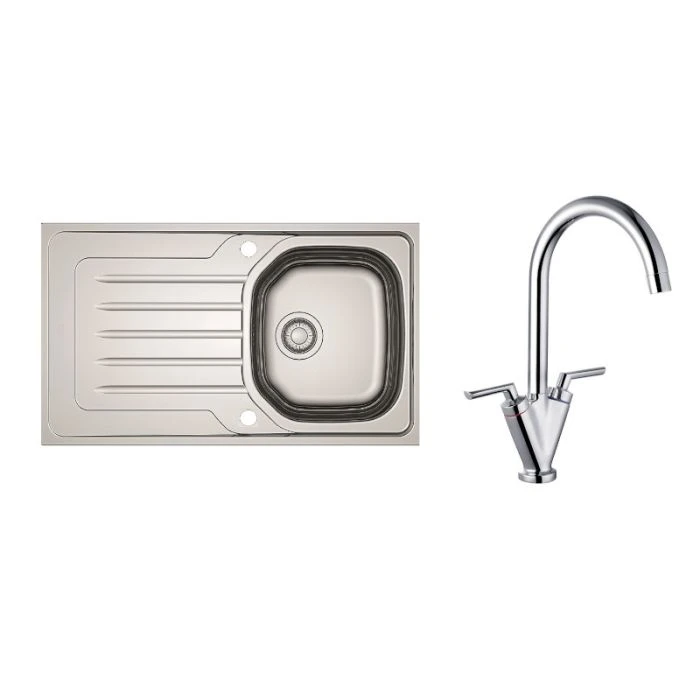 Bolero 1 Bowl Inset Kitchen Sink & Chrome Vitro Tap