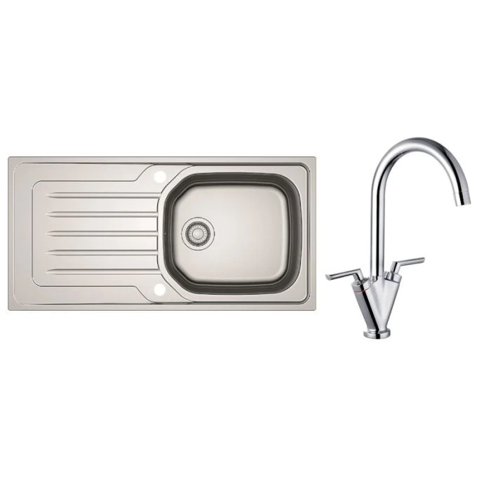 Bolero 1 Large Bowl Inset Kitchen Sink & Chrome Vitro Tap