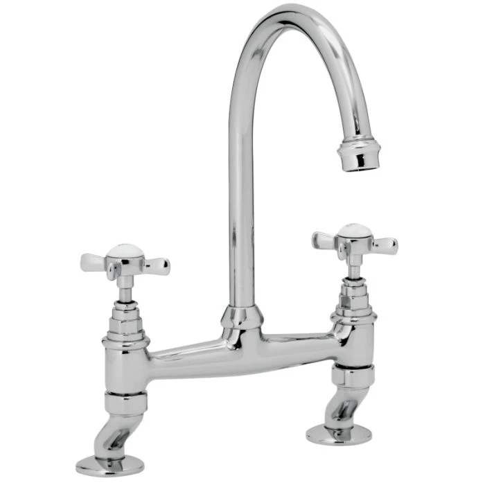 Cottage Bridge Sink Mixer Brushed Nickel