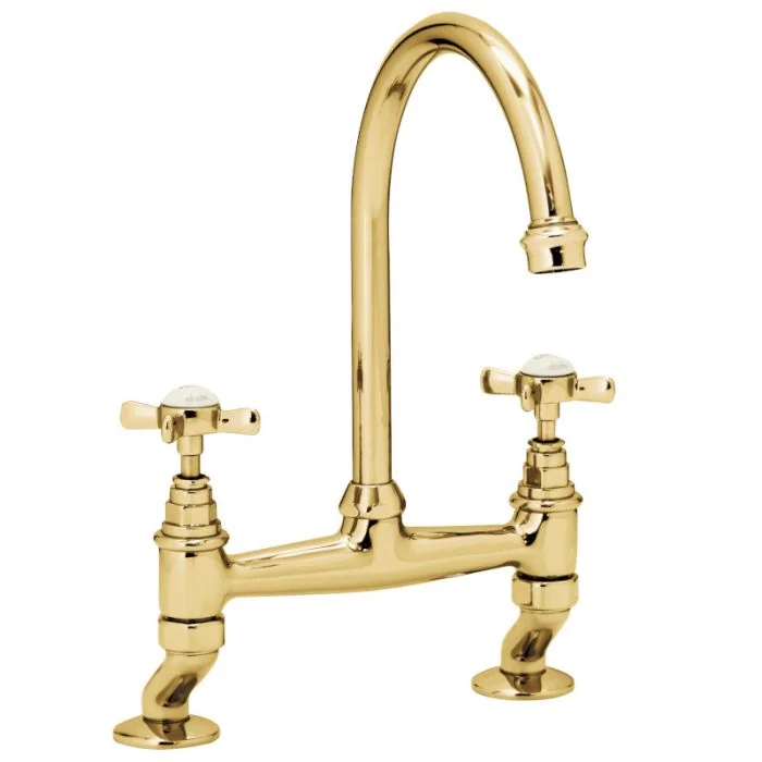 Cottage Bridge Sink Mixer Gold
