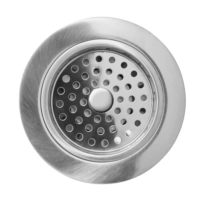 90mm Deluxe Strainer Waste Round Overflow Brushed Steel