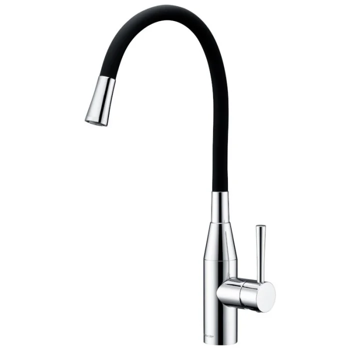 Morpho Single Lever Flex Spout Mixer Black/Chrome