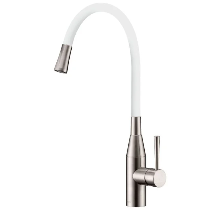 Morpho Single Lever Flex Spout Mixer White/Brushed Nickel