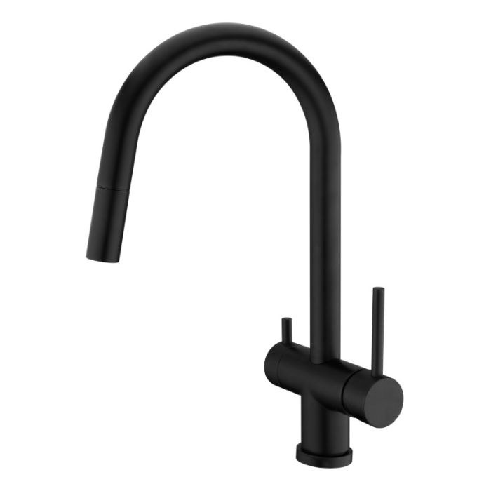 Toledo Mixer and Cold Filter Tap with Pull-Out Spray Matt Black