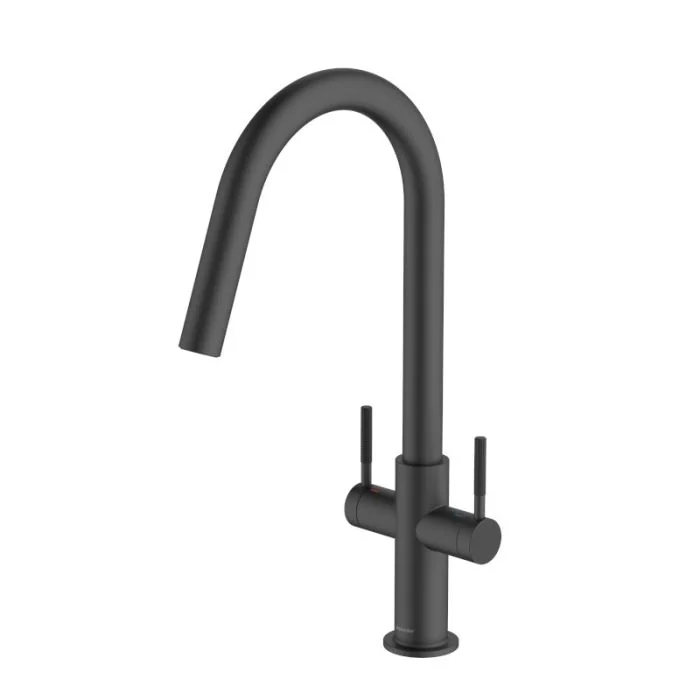 Topaz J Spout Sink Mixer Matt Black