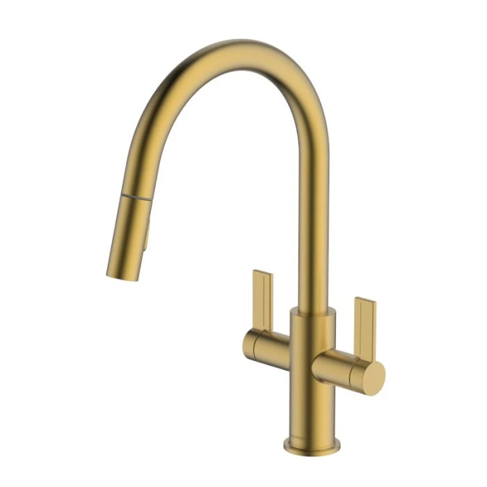 Kira Pull-Out C Spout Sink Mixer Brushed Brass