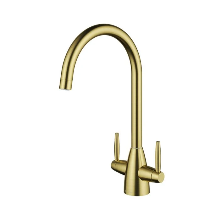 Tutti Twin Lever Mixer Tap Artisan Brass