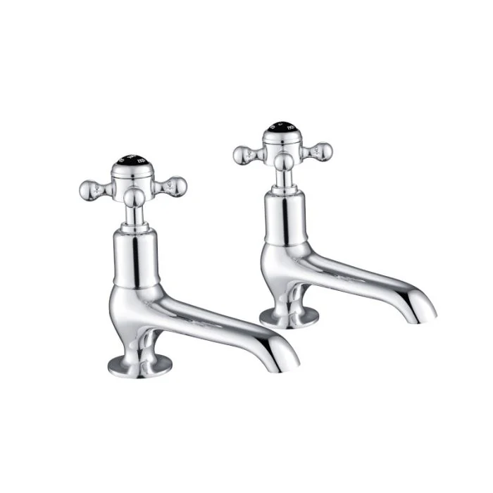Grosvenor Black Cross Long Nose Basin Taps Chrome