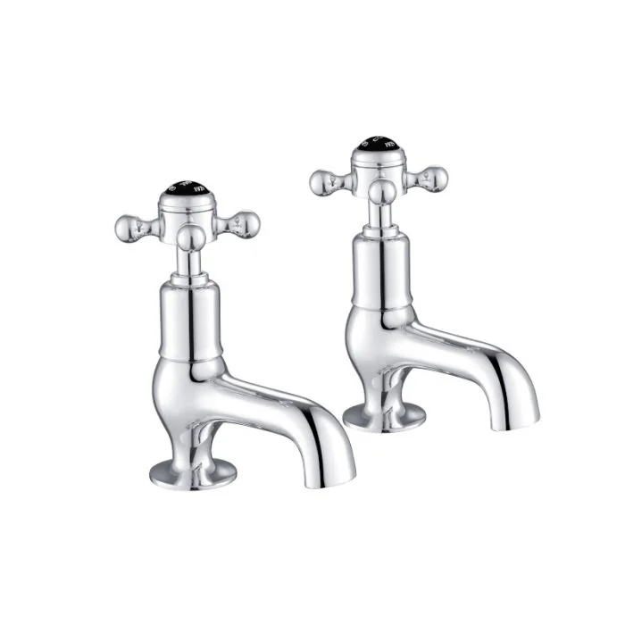 Grosvenor Black Cross Cloakroom Basin Taps Chrome