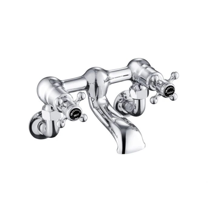 Grosvenor Black Cross Wall Bath Filler Chrome