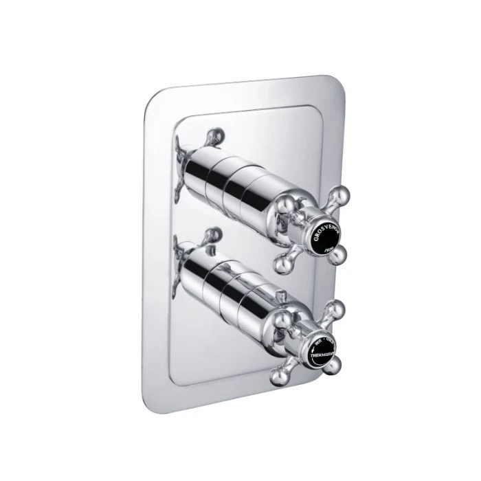 Grosvenor Black Cross 2 Way Thermostatic Shower Valve Chrome