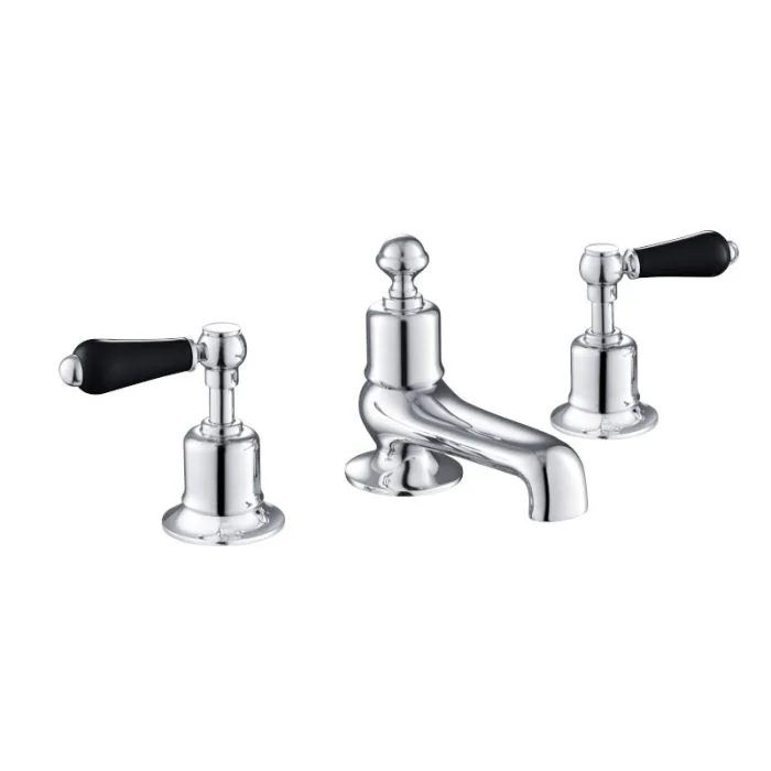 Grosvenor Black Lever 3 Hole Bath Filler Chrome