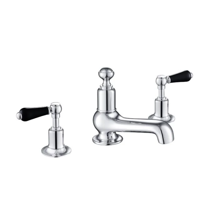 Grosvenor Black Lever 3 Hole Basin Mixer Chrome