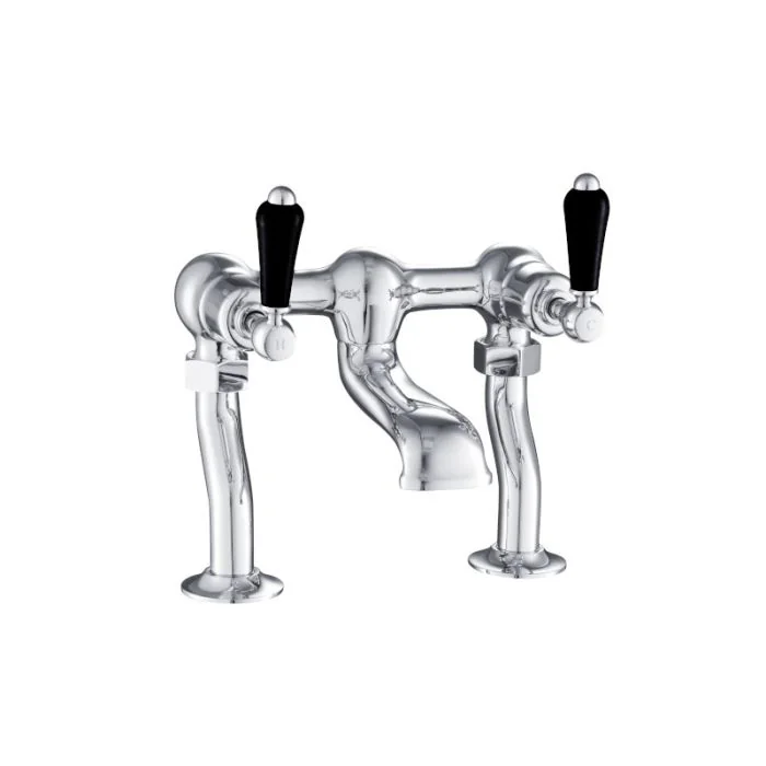 Grosvenor Black Lever Deck Bath Filler Chrome