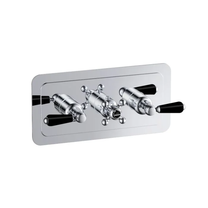 Grosvenor Black Lever 3 Handle 2 Way Shower Valve Chrome