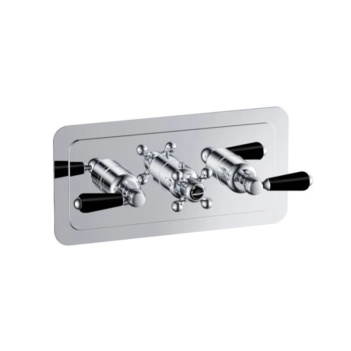 Grosvenor Black Lever 3 Handle 3 Way Shower Valve Chrome