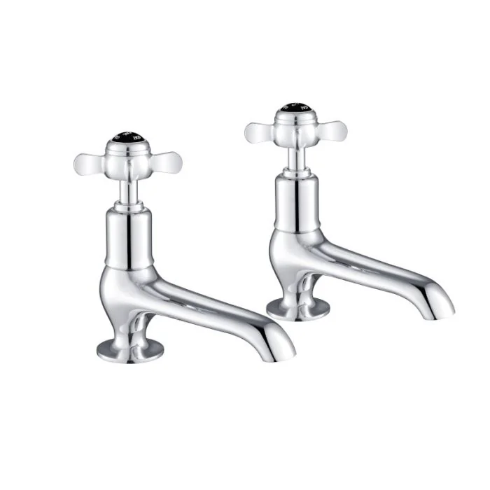 Grosvenor Black Pinch Long Nose Basin Taps Chrome