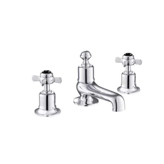 Grosvenor Black Pinch 3 Hole Bath Filler Chrome