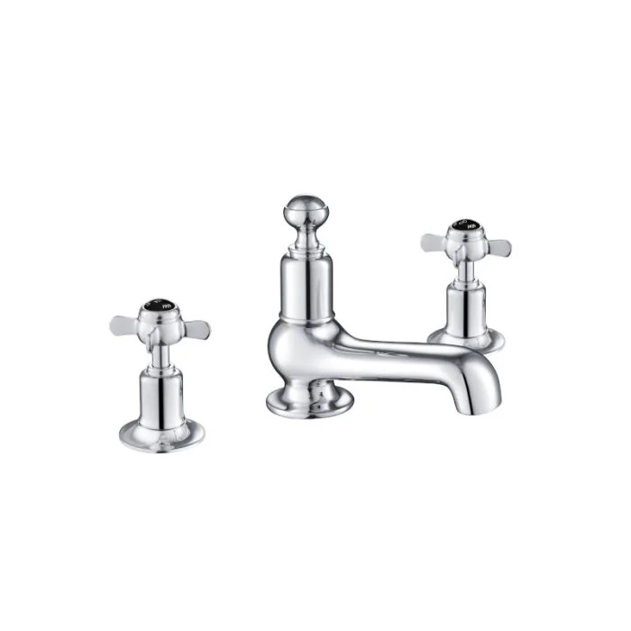 Grosvenor Black Pinch 3 Hole Basin Mixer Chrome