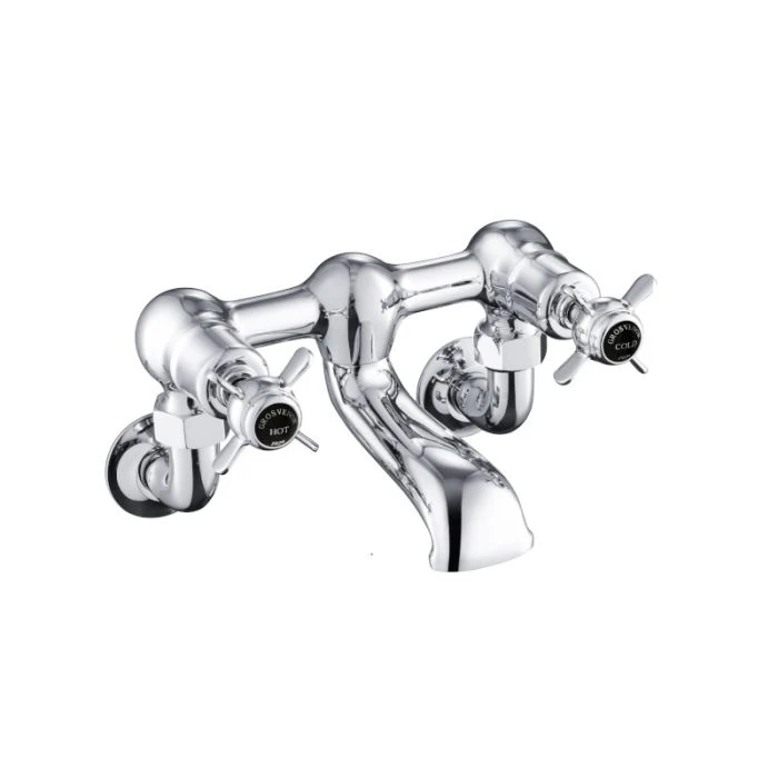 Grosvenor Black Pinch Wall Bath Filler Chrome
