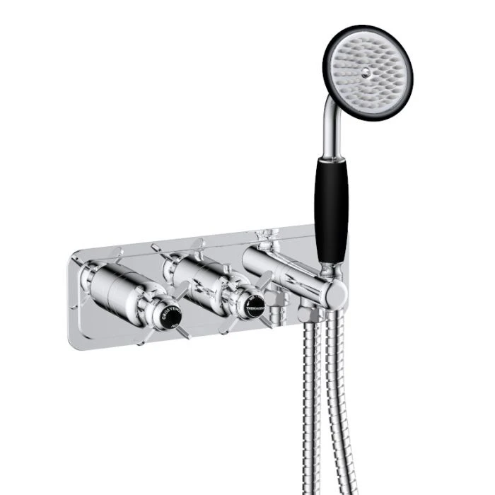 Grosvenor Black Pinch 2 Way Shower Valve with Handset Chrome