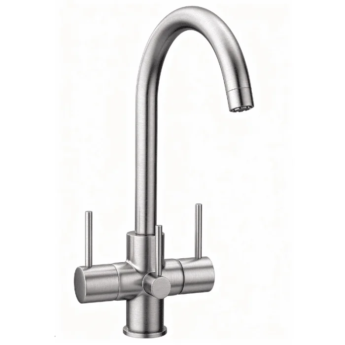 Genoa 3 Lever Single Flow Cold Filter Tap Brushed Steel