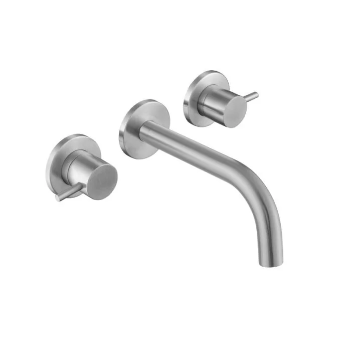 Inox Stainless Steel 3-Hole Wall Basin Mixer