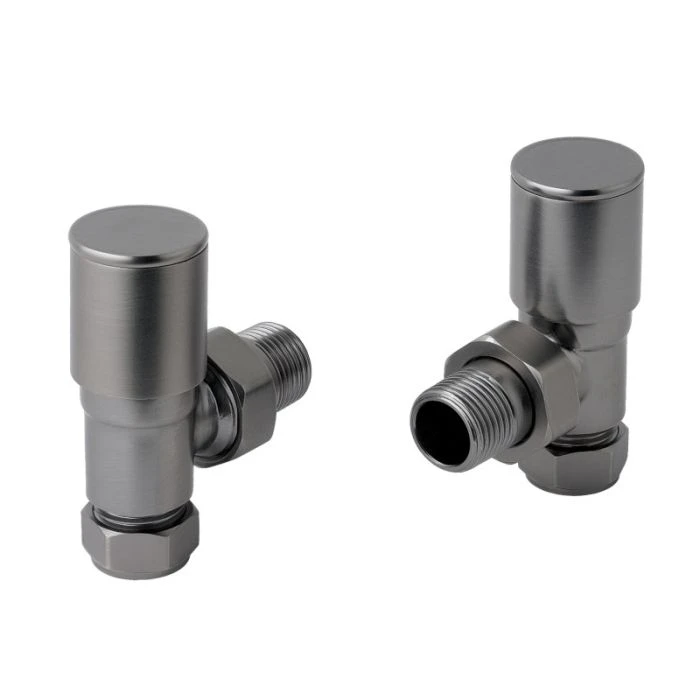 JTP Angled Radiator Valves Brushed Black