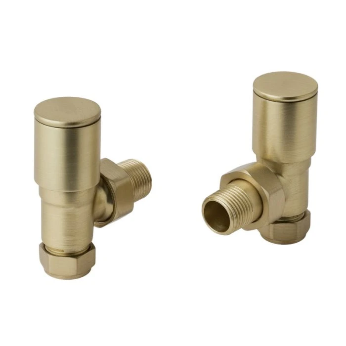 JTP Angled Radiator Valves Brushed Brass