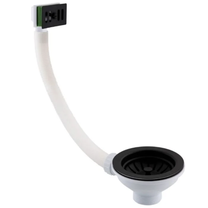 JTP 90mm Strainer Waste Square Overflow Matt Black