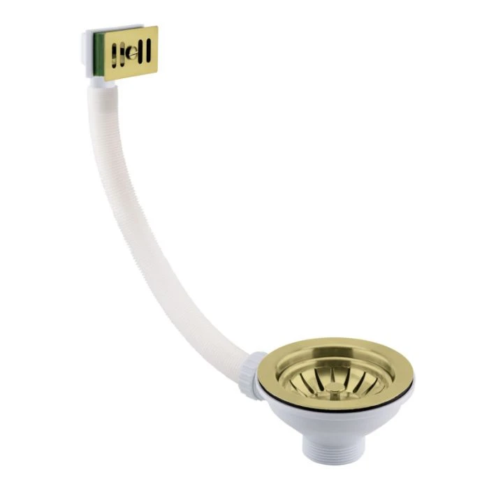 JTP 90mm Strainer Waste Square Overflow Brushed Brass