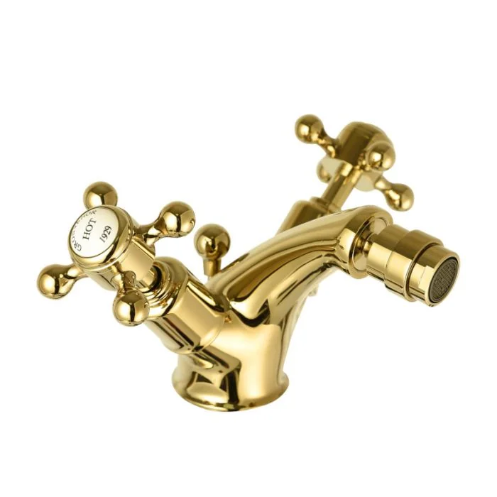 Grosvenor Cross Bidet Mixer Gold