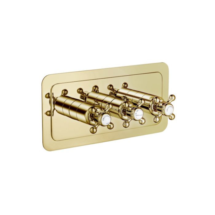 Grosvenor Cross 3 Handle 2 Way Shower Valve Gold
