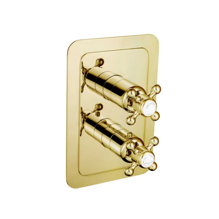 Grosvenor Cross 2 Way Thermostatic Shower Valve Gold