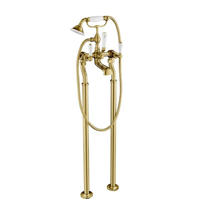 Grosvenor Lever Freestanding Bath Shower Mixer Gold