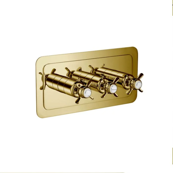 Grosvenor Pinch 3 Handle 2 Way Shower Valve Gold