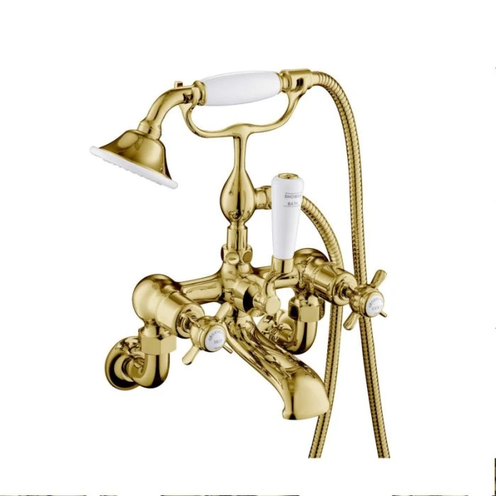 Grosvenor Pinch Wall Bath Shower Mixer Gold