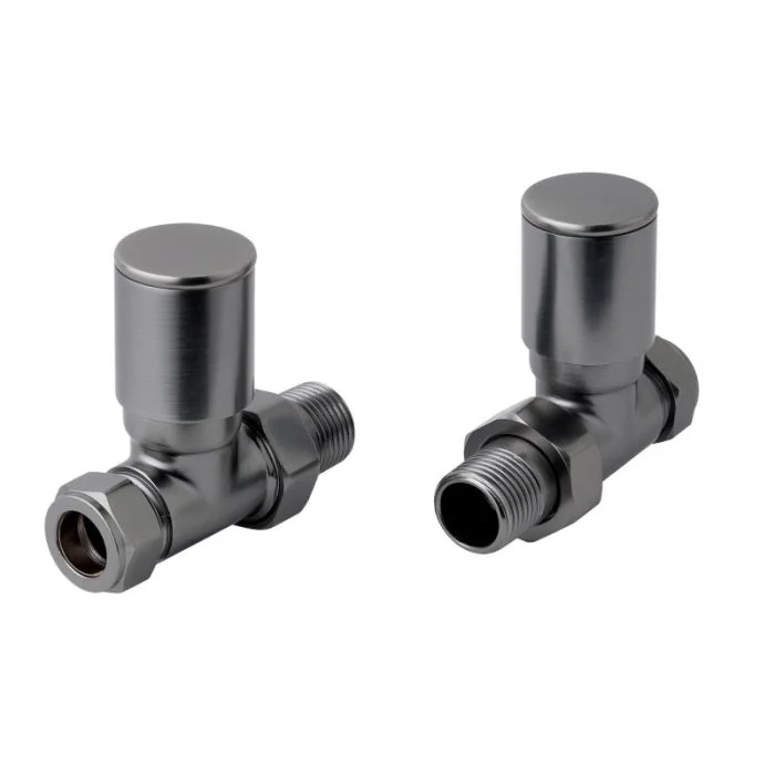 JTP Straight Radiator Valves Brushed Black