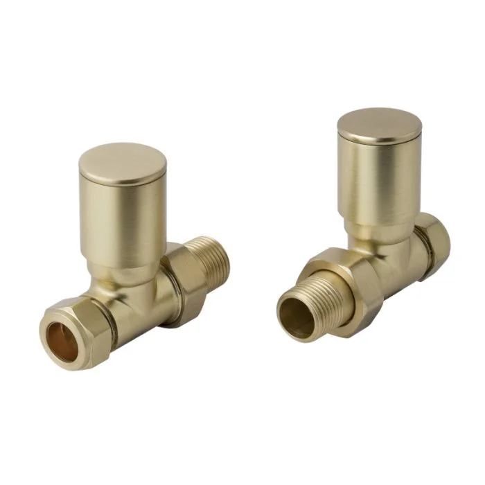 JTP Straight Radiator Valves Brushed Brass