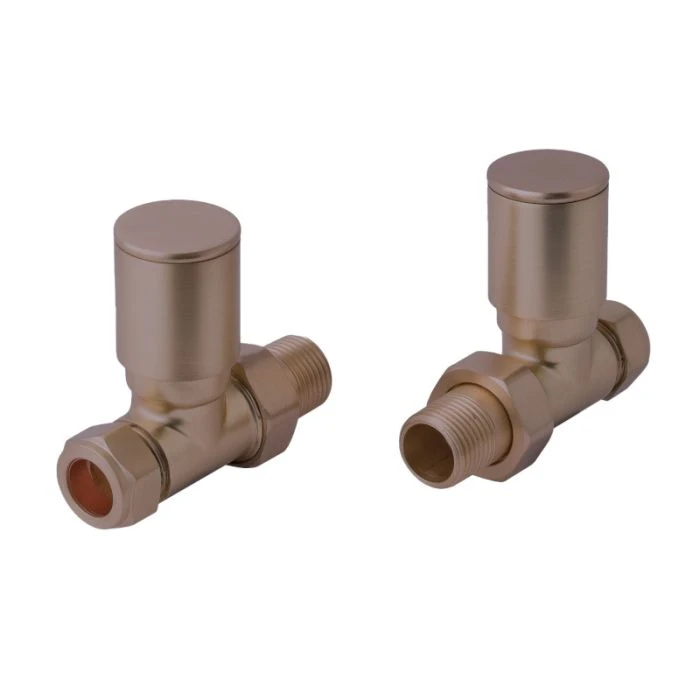 JTP Straight Radiator Valves Brushed Bronze