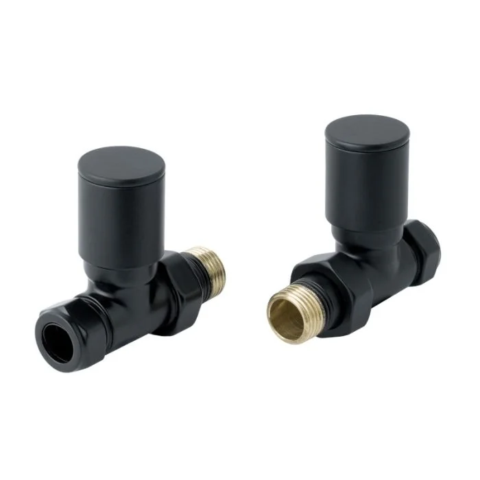 JTP Straight Radiator Valves Matt Black