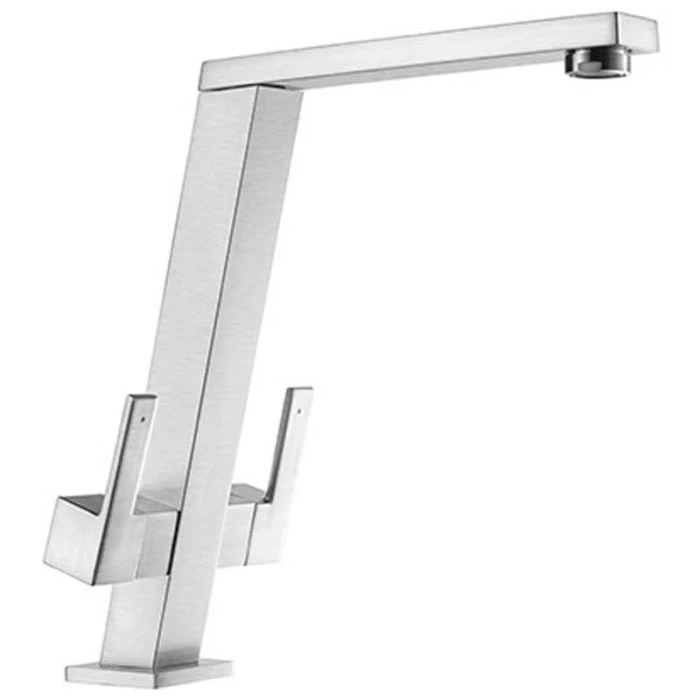 Pendenza Angle Spout Sink Mixer Brushed Steel